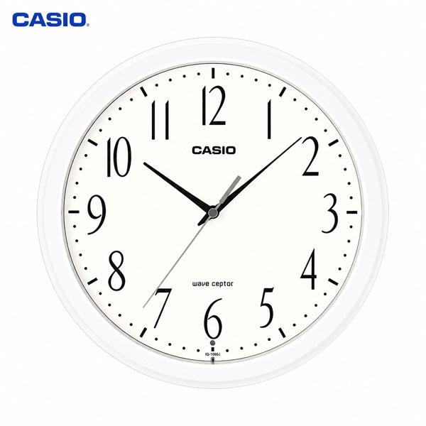 カシオクロック  掛け時計  パールホワイト 電波 アナログ 夜間秒針停止 IQ-1080J-7JF