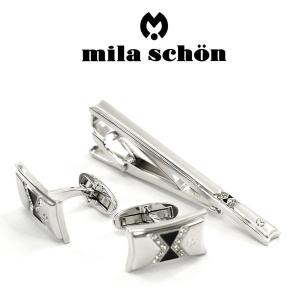 mila schon ミラショーン カフス ネクタイピンセット 専用ボックス付き スワロフスキー MST8345-MSC12345