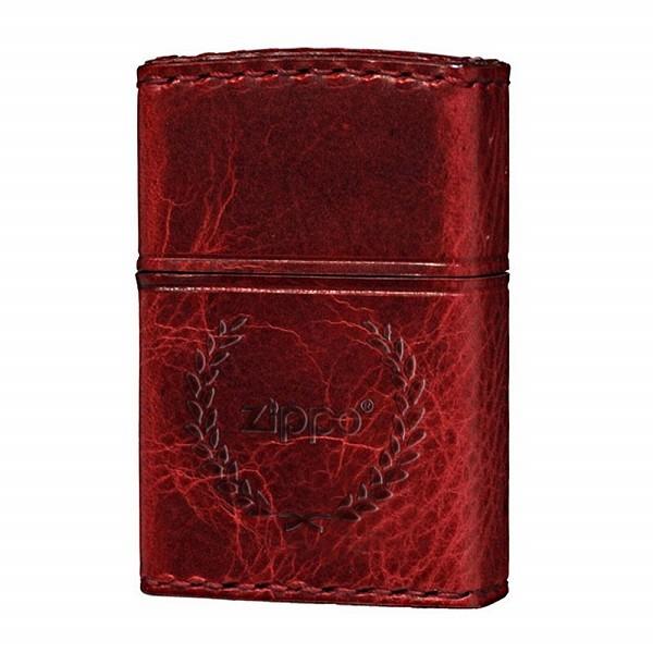 ジッポー 革巻き ライター メンズ ダメージレッド REAL LEATHER HAND MADE カ...