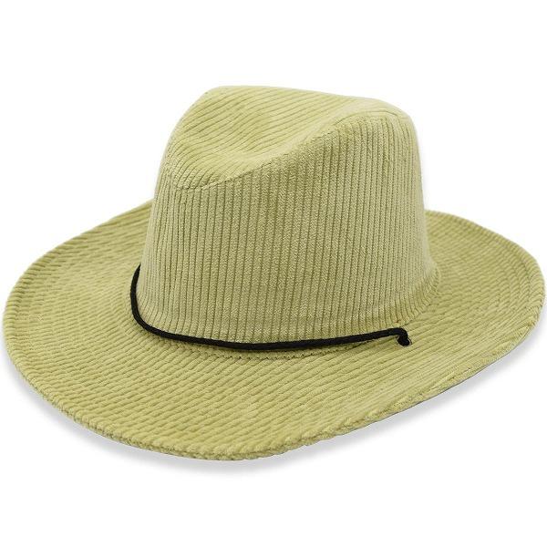 コーデュロイ ウエスタンハット グリーン 緑 メンズ レディース 男女兼用 帽子 秋冬 U2