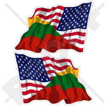 USA United States of America ＆ LITHUANIA Waving Fl...