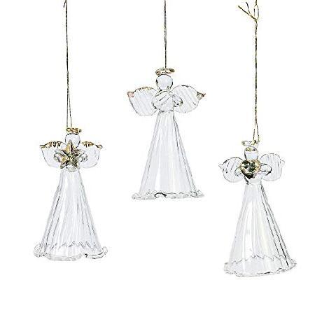 　Spun Glass Angel Ornaments with Star/Heart/Prayin...