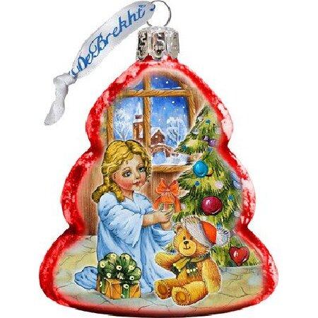 　Nativity Santa Angel Glass Ornament, Christmas De...