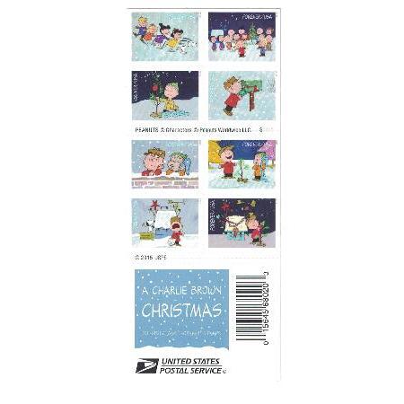 　USPS Charlie Brown Xmas Pane of 20 Forever Postag...