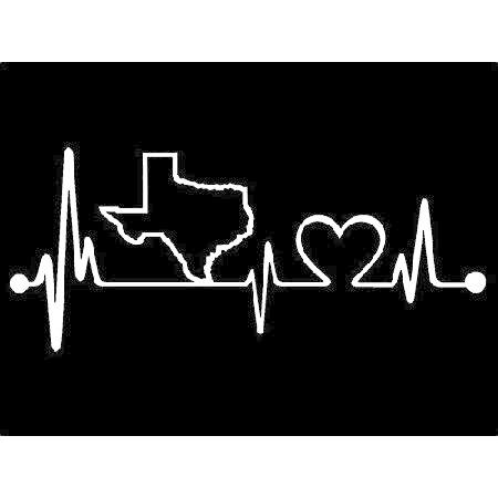 K1022 Texas State Shape Heartbeat Lifeline Decal S...