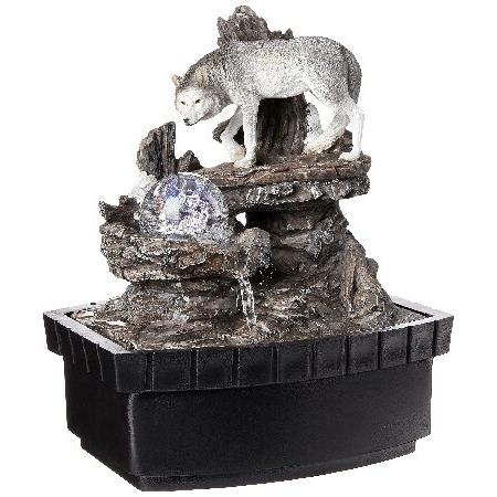 　OK Lighting 10.25&quot; H Wolf Table Fountain, Gray並行輸...