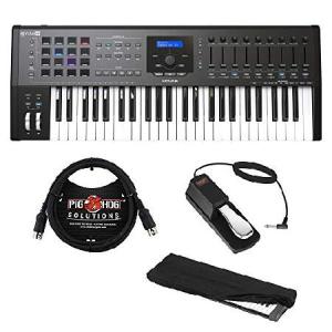 Arturia KeyLab MKII 49 Professional MIDI Controller and Software (Black) with 6ft MIDI Cable, Sustain Pedal ＆ Keyboard Dust Cover (Small) Bu 並行輸入