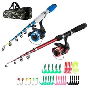 Fishing Rod and Reel Combos Telescopic Fishing Pole Spinning Reels Full Kit, 1.3M ＆ 1.6M Fishing Rods + 2PCS Spinning Reels + Lures Hooks +  並行輸入｜the-earth-ws