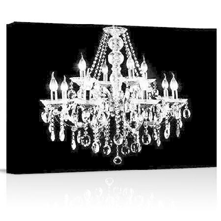 　Canvas Print Wall Art - White Crystal Chandelier ...