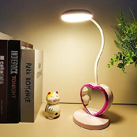 　LED Desk Lamp, Cute Pink Desk Lamp with USB Charg...