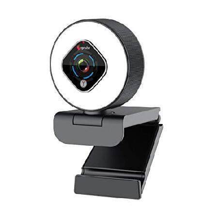 Streaming 1080P Webcam with Ring Light and Dual Mi...