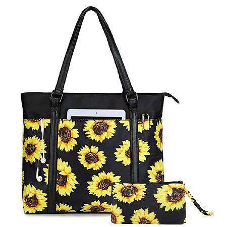 　Laptop Tote Bag for Women Sunflower Teacher Shoul...