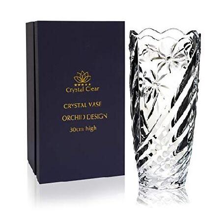 　CS Crystal Vase 12-inch high, Orchid Design, for ...