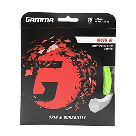 Gamma AMP Moto 17g ライムグリーン ポリエステル テニスラケットストリング (6セ...