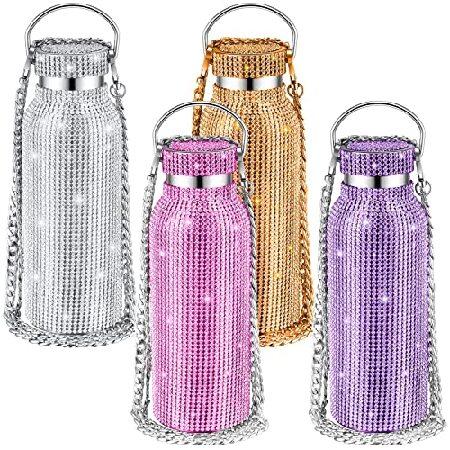 　Mimorou 4 Pieces Diamond Water Bottle with Chain ...