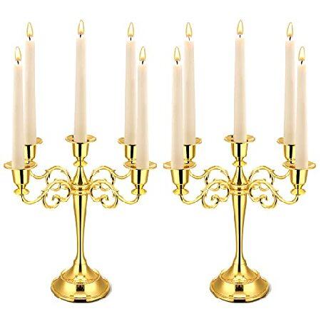 　2 Pcs Candle Metal Candelabra 5 Arms 10.6 Inch Ta...