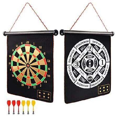　Double-Sided Indoor/Outdoor Magnetic Dart Board f...