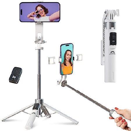 Selfie Stick Tripod with Remote and 2 Fill Light -...