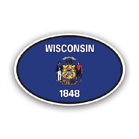 fagraphix Wisconsin Flag Oval Sticker Decal - Self...