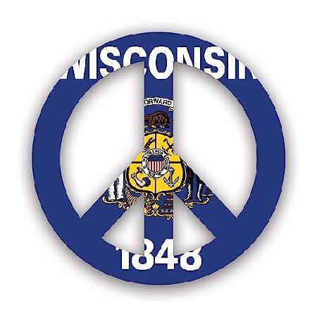 Wisconsin Flag Peace Symbol Sticker Decal - Self A...