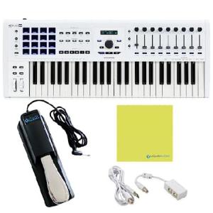Arturia KeyLab 49 MkII White Semi Weighted MIDI Keyboard Controller Bundle w/Deluxe Sustain Pedal, USB Cable ＆ Liquid Audio Polishing Cloth  並行輸入