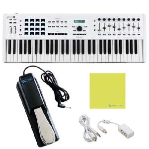 Arturia KeyLab 61 MKII 61-key Keyboard Controller Bundle w/Deluxe Sustain Pedal, USB Cable ＆ Liquid Audio Polishing Cloth White (4 Items) 並行輸入