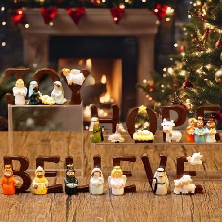 　Soaoo 14 Pcs Christmas Nativity Scene Figurines H...