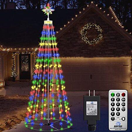 　7FT Outdoor Christmas Cone Tree with Lights, 8 Mo...