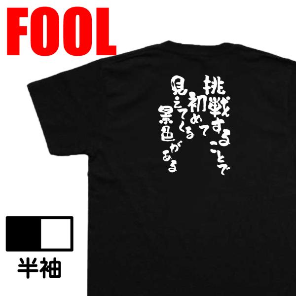 おもしろ Tシャツ メンズ パロディ 挑戦することで、初めて見えてくる景色がある 文字 バックプリン...