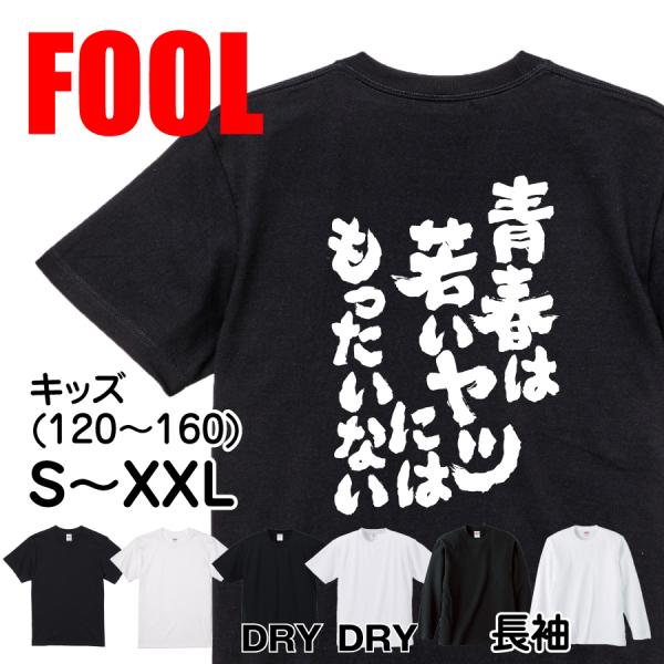 おもしろ Tシャツ メンズ パロディ  FOOL 魂心 青春は若いヤツにはもったいない　漢字 文字 ...