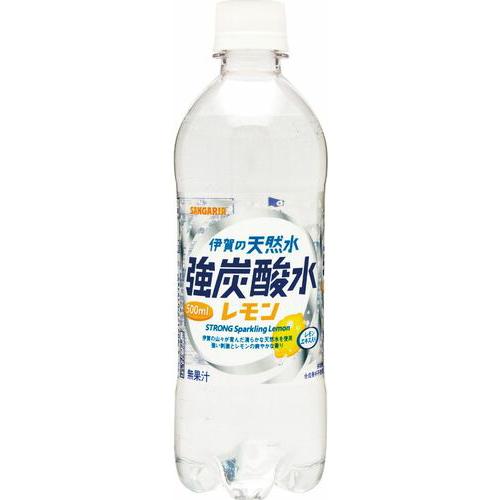 2ケース販売 サンガリア 伊賀の天然水強炭酸水レモン 500ml (×48)(cs002)(n)