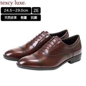 テクシーリュクス texcy luxe メンズ ビジネスシューズ  本革 軽量 2E ストレートチップ TU-7002 ダークブラウン 24.5cm-29.0cm アシックス