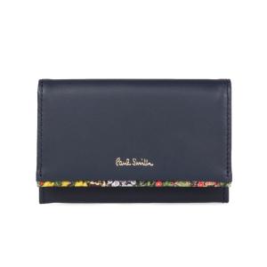 ポールスミス Paul Smith ガーデンフローラルトリム 名刺入れ カードケース レディース 純正化粧箱 ショップバッグ付き BPW101 ネイビー｜the-general-store