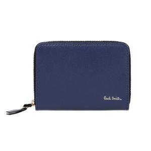 ポールスミス PaulSmith シティエンボス レザー ラウンドファスナー 定期入れ パスケース カードケース 小銭入れ付き 863843 P301 ブルー｜the-general-store