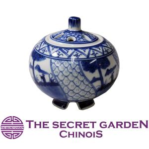 THE-SECRET-GARDEN シノワズリ 官吏 おじさん 置物 2対セット 青白陶器