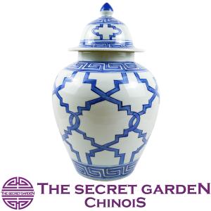 THE-SECRET-GARDEN シノワズリ プランター 3セット 青白陶器 ブルー