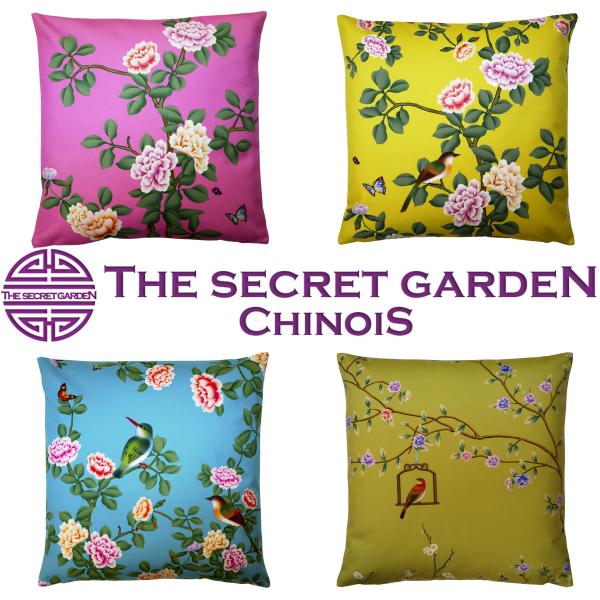 THE-SECRET-GARDEN シノワズリ クッションカバー 45×45 全4種類 花鳥柄 中国...