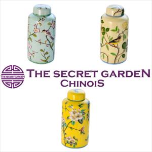 THE-SECRET-GARDEN シノワズリ ストッカー 全3種類 花鳥柄 飾り壺 オールハンドペイント ジンジャーポット 陶器 手塗 飾壷 ザ・シークレットガーデン シノワ｜the-secret-garden