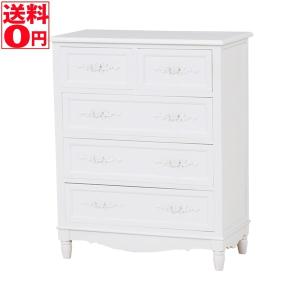 ローズモチーフのチェスト （4段・5杯/幅65cm） ホワイト　MCH-8191-WH