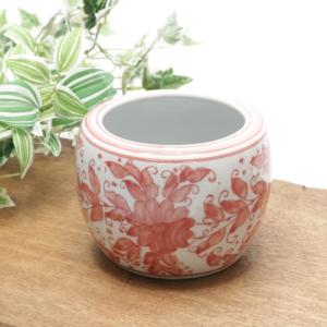 水鉢 火鉢 鉢カバー ピンク 花文様 プランターカバー