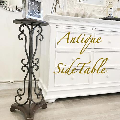 サイドテーブル おしゃれ アンティーク アイアン 花台 ランプテーブル 木製 飾り台 テーブル