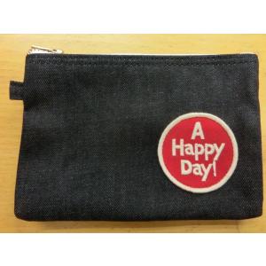 ウエス UES　ペンケース デニム　　891305-R　A HAPPY DAY!  RED　ワッペン...