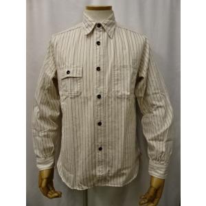 シュガーケーン　フィクションロマンス　ホワイトウォバッシュストライプワークシャツ　SC27076-4...