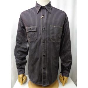シュガーケーン　フィクションロマンス　ブラックウォバッシュストライプ　ワークシャツ　SC29585-...