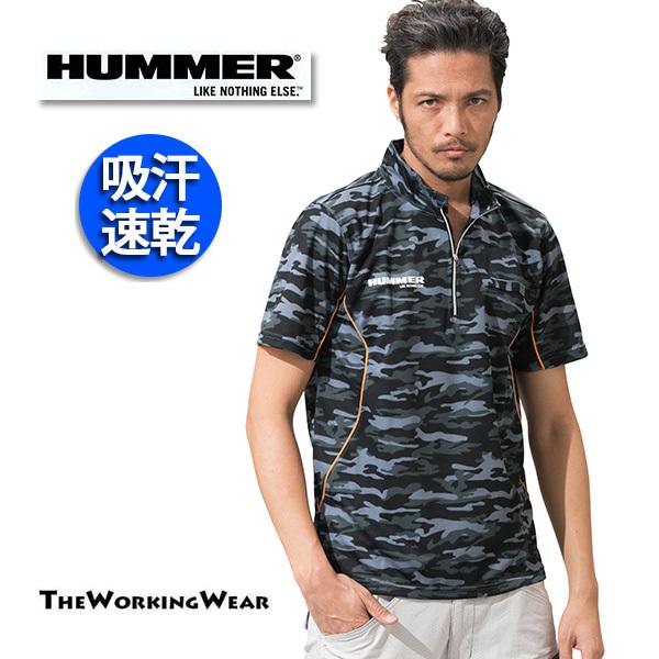 Tシャツ ジップアップ 作業服 春夏用 1154-25 HUMMER 半袖ジップ 吸汗速乾 M L ...