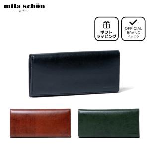 【正規販売店】mila schon SHADOW SMOOTH SERIES かぶせ型長財布 ［ ミラ・ショーン ］ メンズ レザー 本革 薄型 薄い 軽量 シンプル｜thebagmania