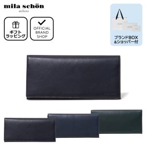 【正規販売店】mila schon CALF LEATHER 長財布 ［ミラ・ショーン］ メンズ かぶせ レザー 本革 薄型 薄い 軽量 シンプル カジュアル