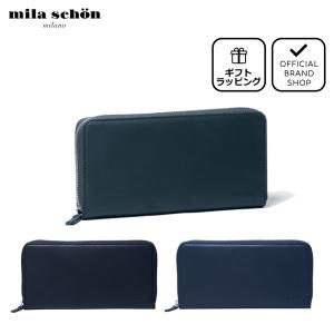 【正規販売店】mila schon CALF LEATHER ラウンドファスナー長財布 ［ミラ・ショーン］ メンズ レザー 本革 大容量 シンプル カジュアル｜thebagmania