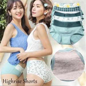 ショーツ ハイライズ すっぽりショーツ 深ばき 柄付き レディース 下着 パンティー 女性 サニタリー 綿 オシャレ ハイウェスト セール爆買