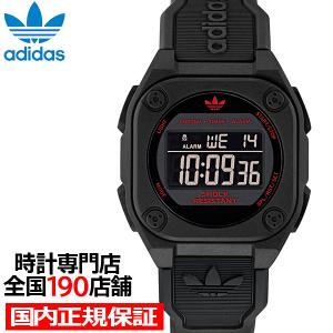 アディダス シティ テック フォー AOST25029 メンズ レディース 腕時計 電池式 クオーツ デジタル 樹脂ベルト ブラック 反転液晶